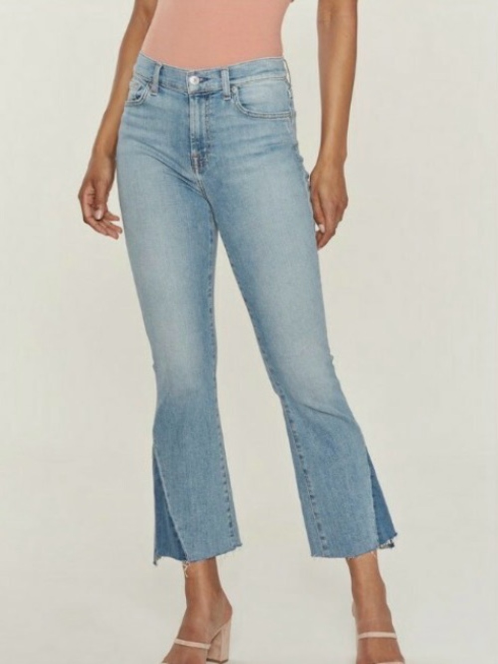 7 For All Mankind Light Blue Split-Hem Flare Jeans